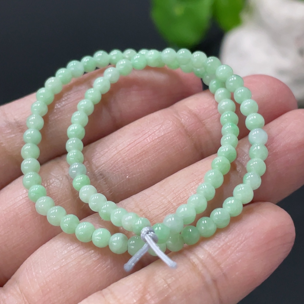 F35108233 Jadeite Bracelet Approx. 3.2mm Beads Total Weight Approx. 4.37g