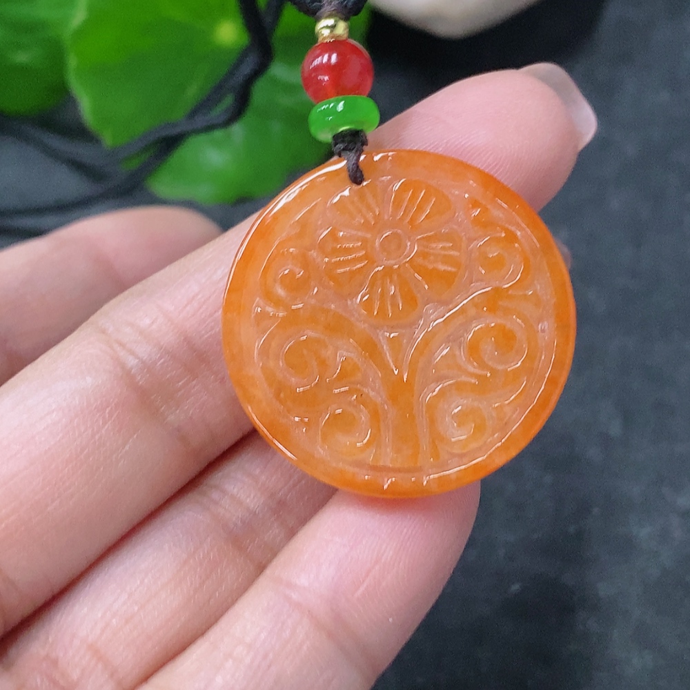F34075974 Jadeite Antique Plaque Pendant with Non-Grade A Beads, Total Weight Approx. 7.76g