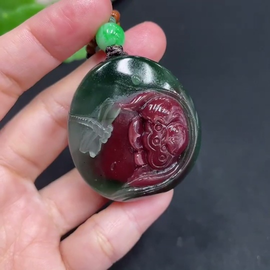 H35103687 Purple-Green Agate Pendant    Lotus