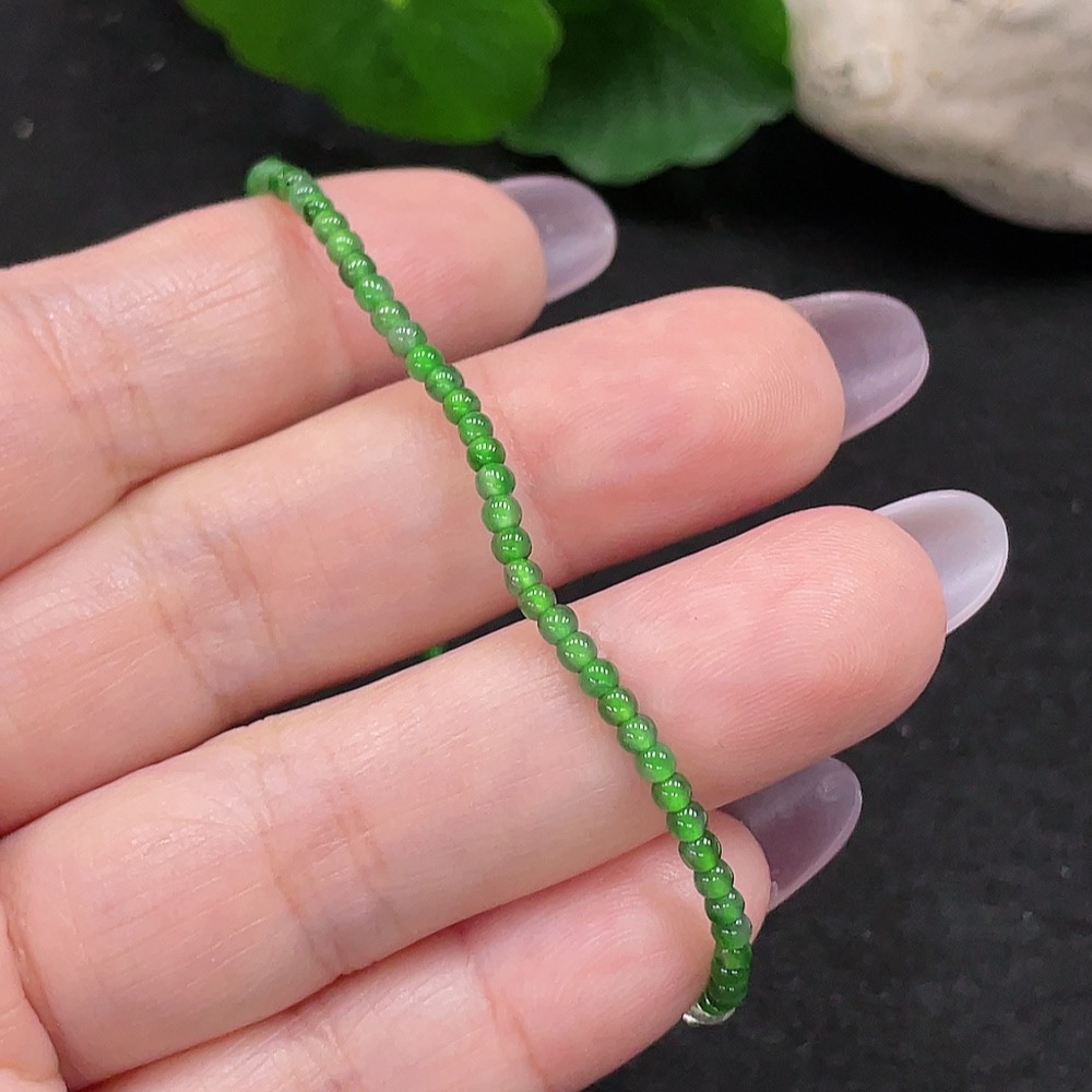 F34965543 Jadeite Bracelet Bead Size 2.2mm Approx. Total Weight 2.3g Non-gold Inlaid