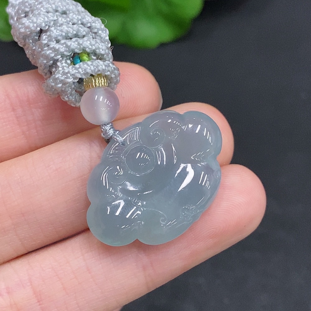 F33878309 Jadeite Ruyi Pendant Total Weight Approx. 7g (Including Rope Weight)