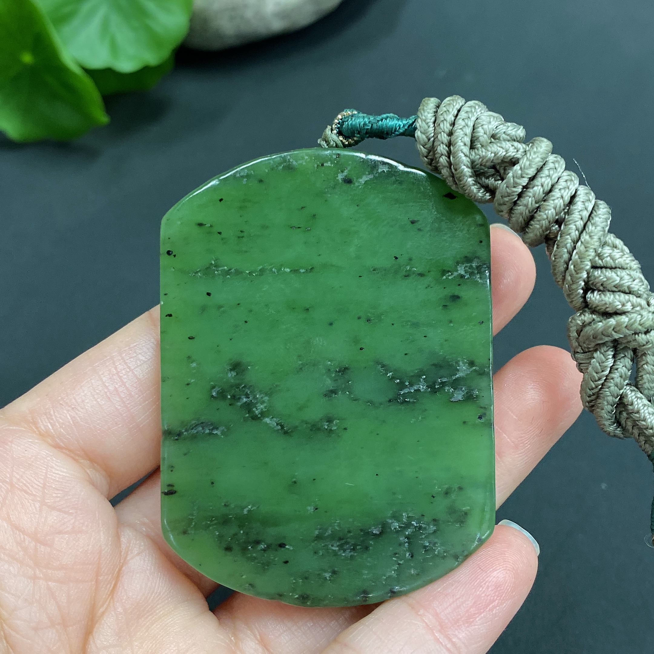 H14540940 Hetian Jade Pendant Dragon Plaque Total Weight (with rope) 45.2g