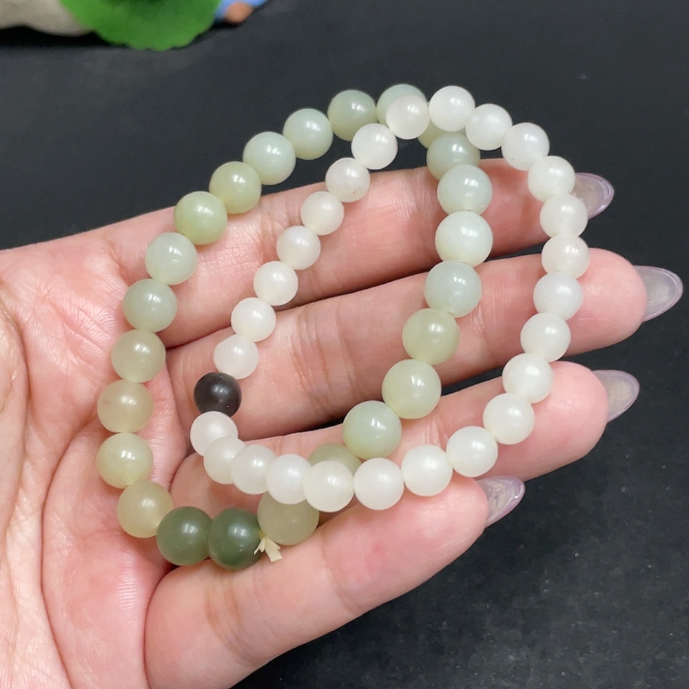 H33846607 Hetian Jade Bracelet Approx. 7.9mm Total Weight About 30.8g