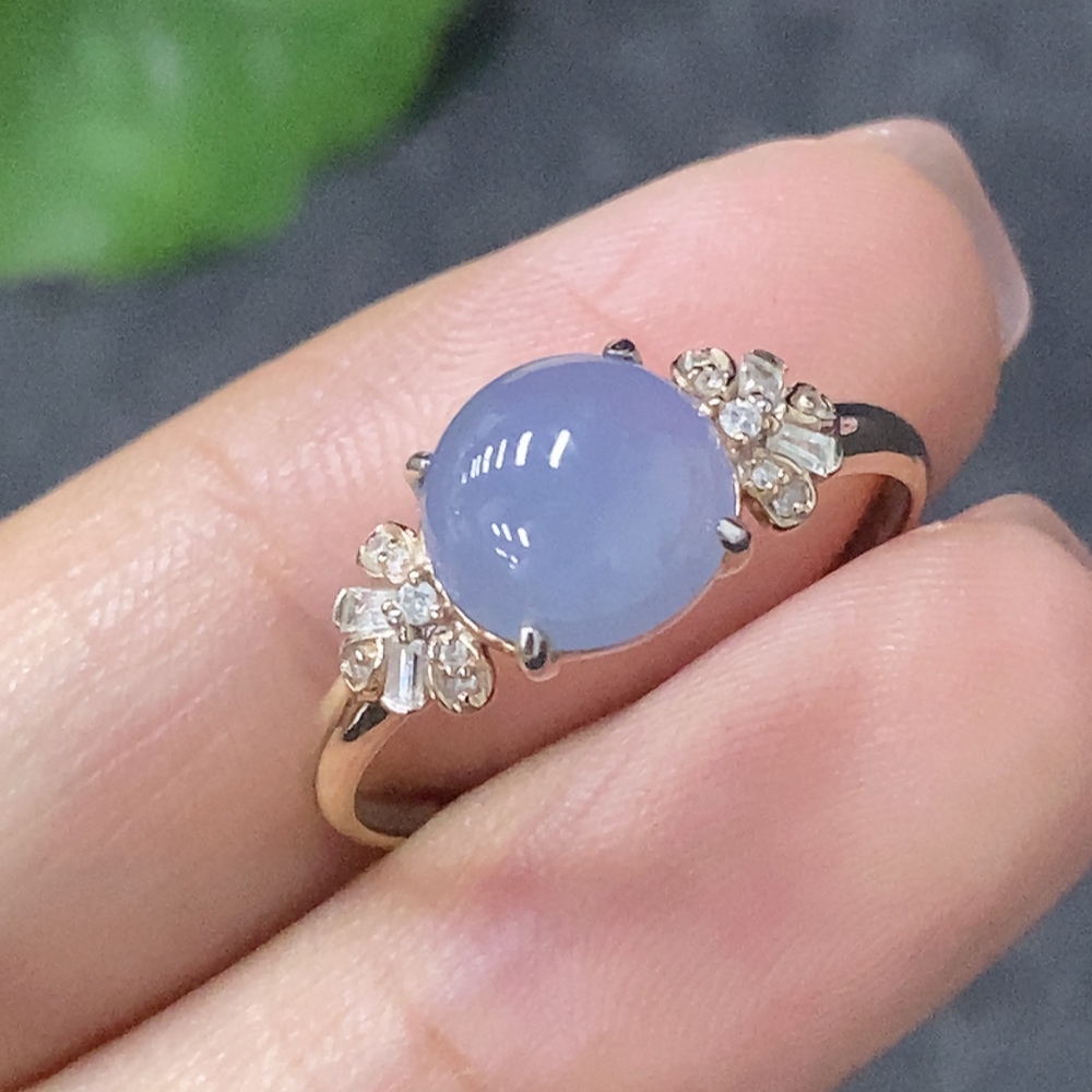 F34998234 Jadeite and Diamond Ring in 18k Gold, Size 15, Approx. Total Weight 1.55g