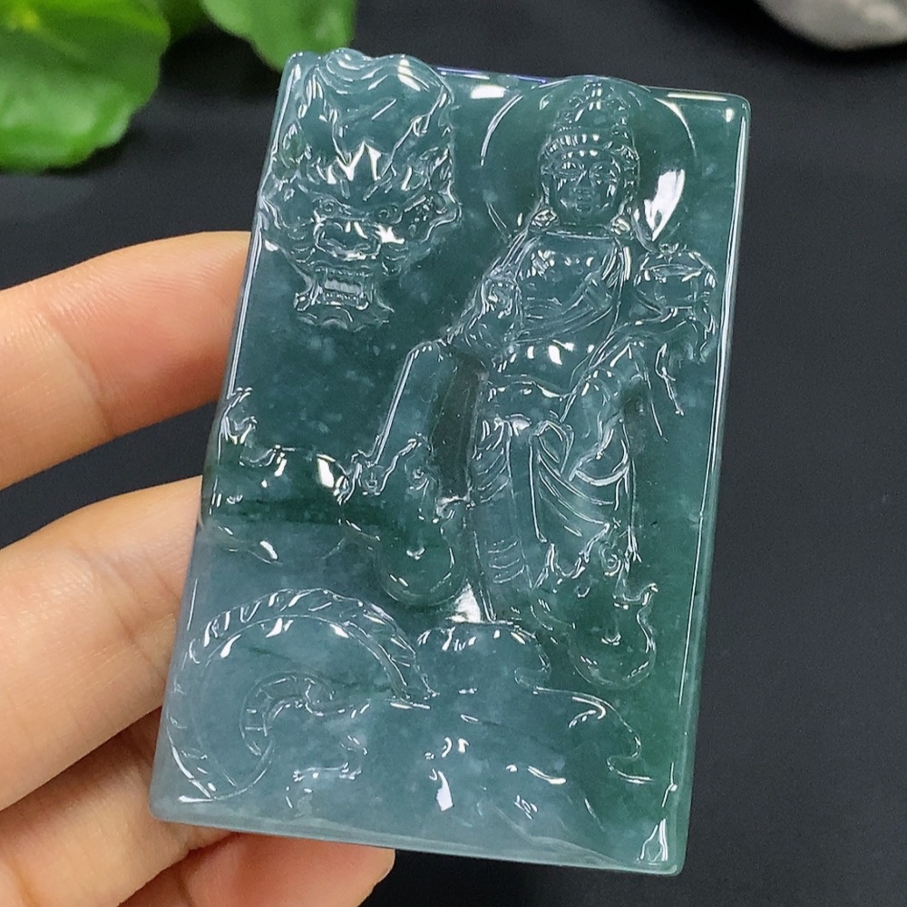 F23561724 Jadeite Avalokiteshvara Pendant with Dragon, Total Weight 44.642g