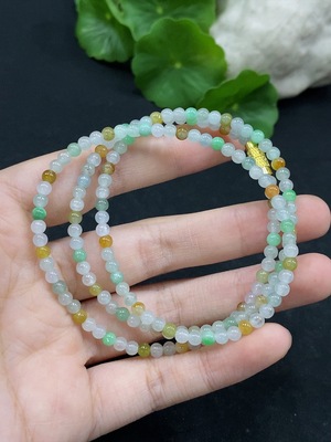 F33868157 Jadeite Beaded Necklace approx. 3.7mm total weight approx. 13.28g non-gold-inlaid color origin undetermined