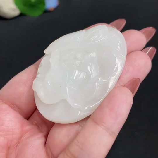 H34011574 Hetian Jade Pendant - Flourishing Prosperity - Total Weight Approx. 49.7g