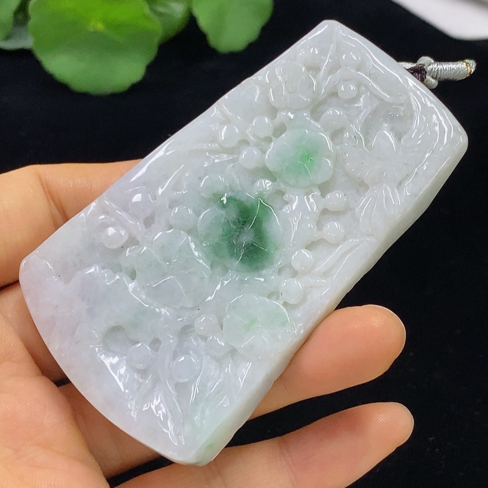 F34043953 Jadeite Blossom Prosperity Pendant