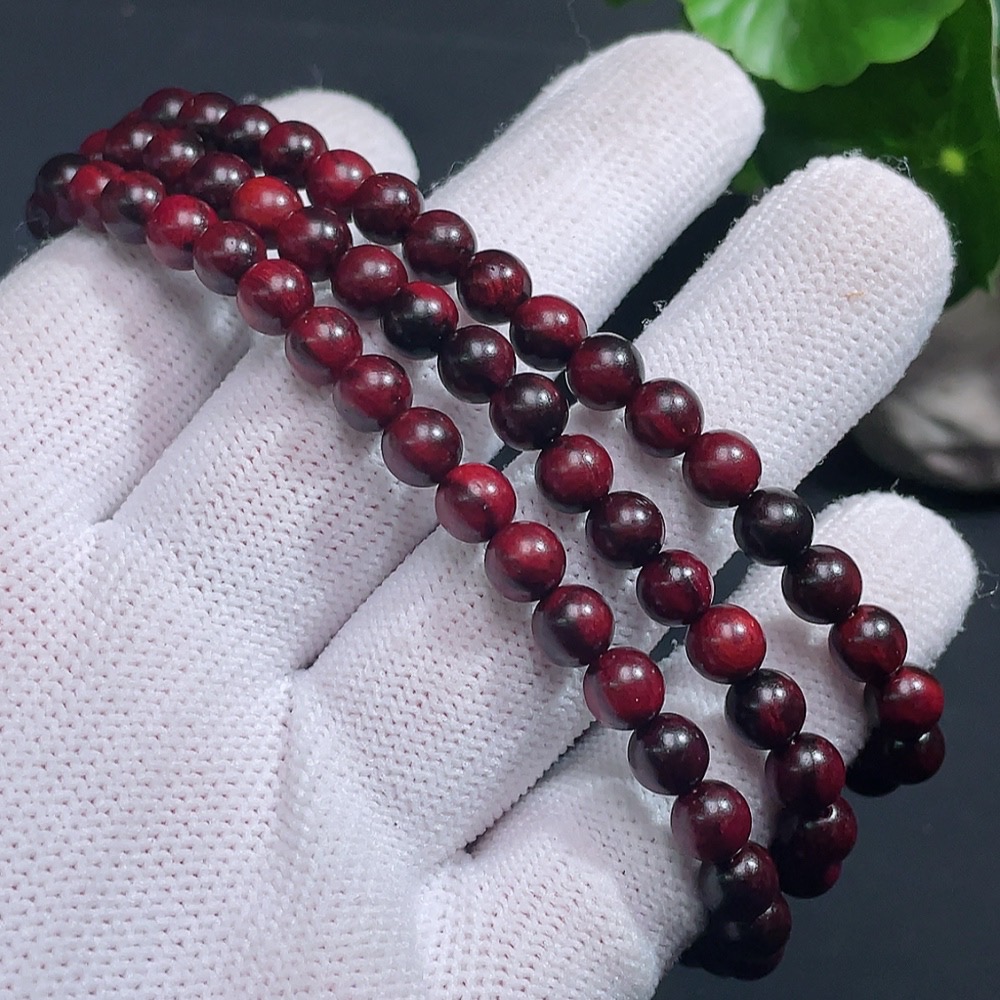 W33854848 Small-Leaf Sandalwood Long Strand, Total Weight Approx. 16.59g, Bead Size ~6.1mm