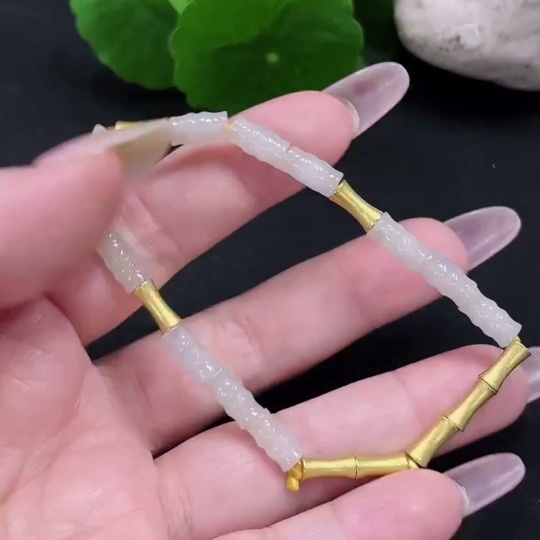 F34069003 Jadeite Bead Bracelet Approx. 4.7mm Total Weight Approx. 8.6g (Non-gold Inlaid)