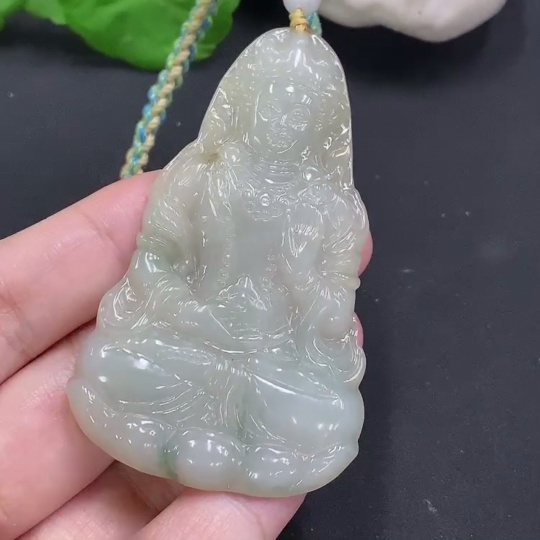 F33825582 Jadeite Tara Pendant Total Weight Including Rope Approximately 28.9g