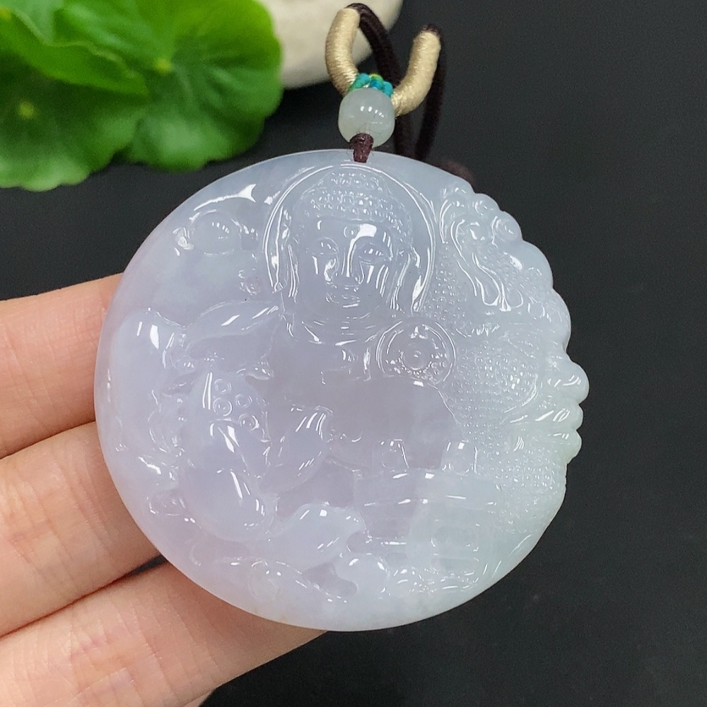 F35125228 Jadeite Buddha Pendant with Cord, Total Weight Approximately 34.6g