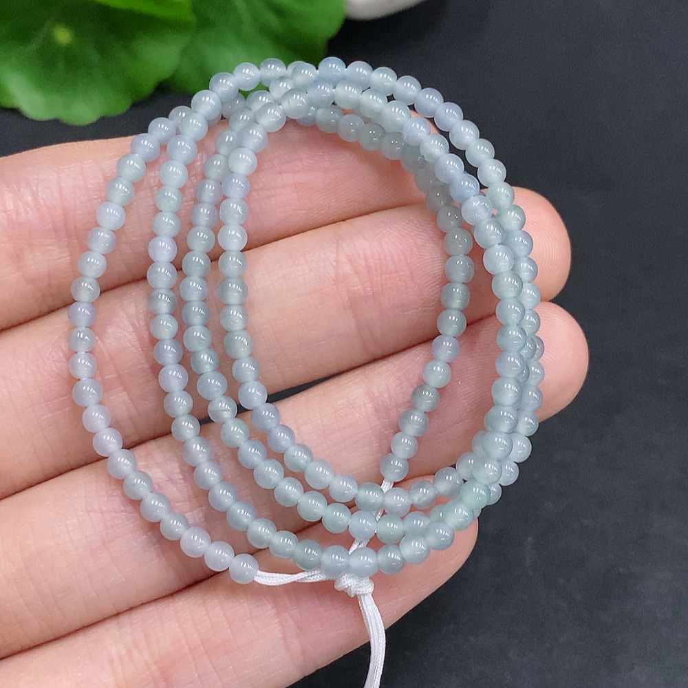 F33907165 Jadeite Bead Necklace Approx. 2.8mm Total Weight Approx. 7.5g