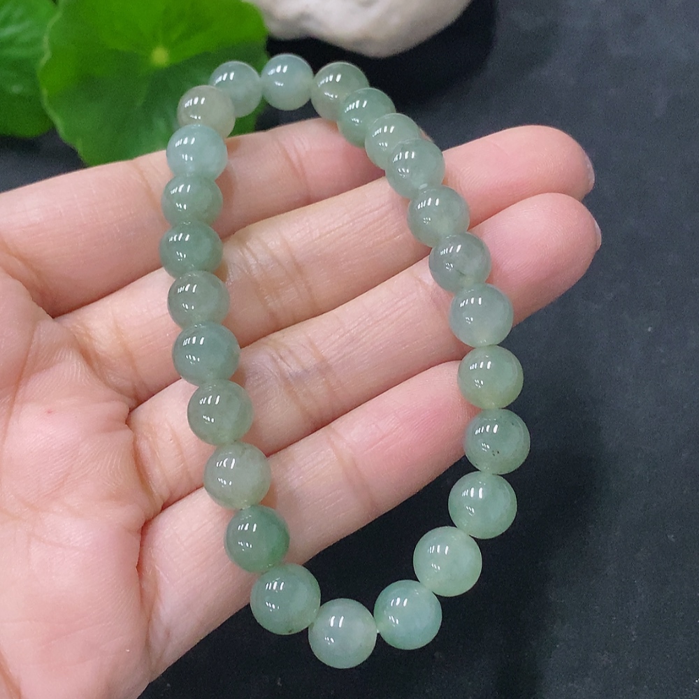 F35140751 Jadeite Bracelet Approx. 7.5mm Beads Total Weight Approx. 17.13g