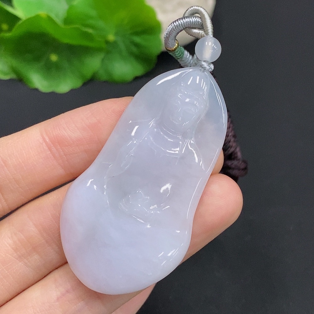 F32808067 Jadeite Guanyin Pendant Total Weight Approx. 19.5g (including rope weight)