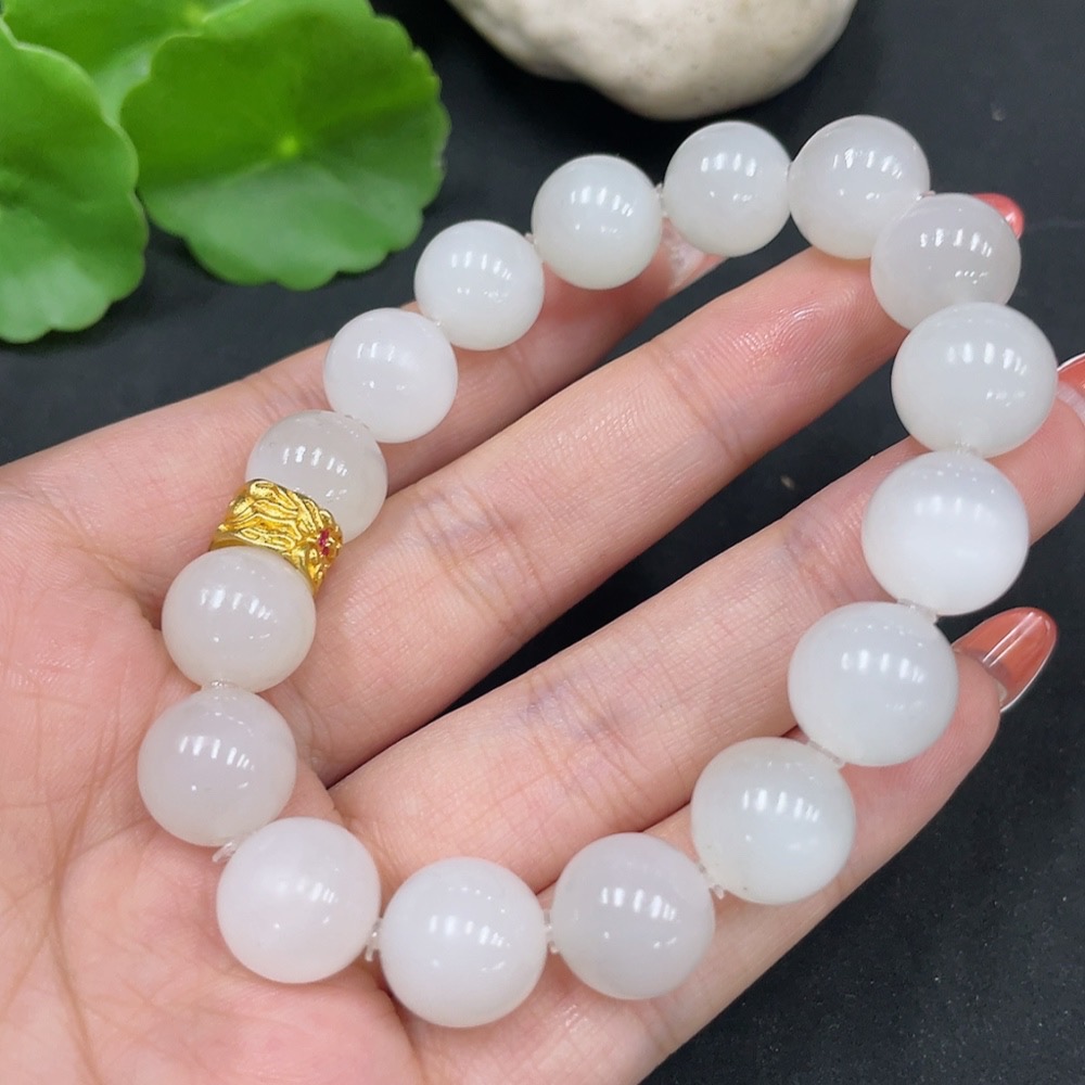 H35085356 Hetian Jade Bracelet, Approx. 11.7mm, Total Weight Approx. 43.4g, Non-Gold