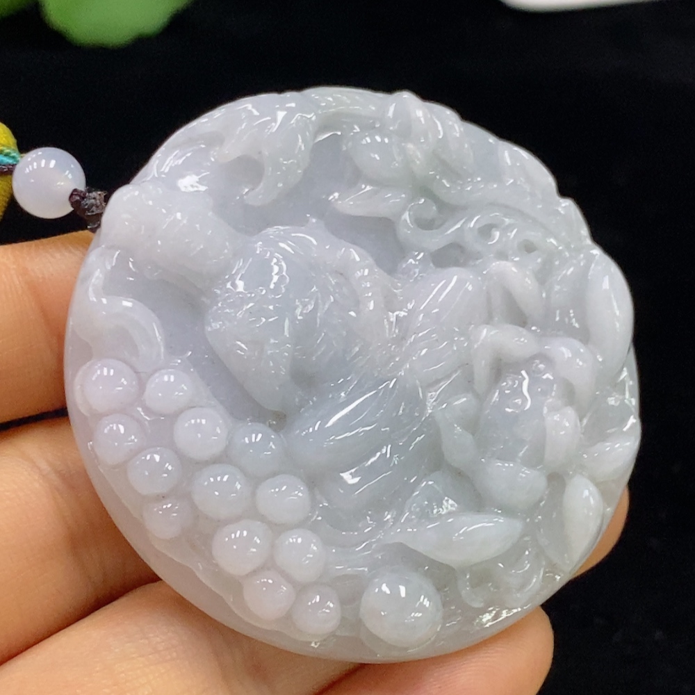 F34071928 Jadeite Pendant Guanyin with Non-Grade A Beads Including Rope Total Weight Approx. 52.33g