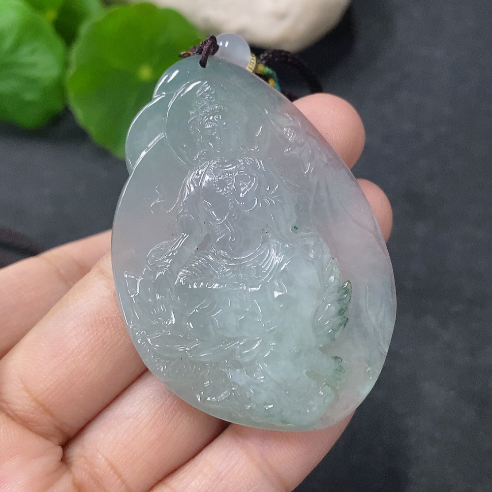 F33913261 Jadeite Pendant Avalokiteshvara Riding a Dragon