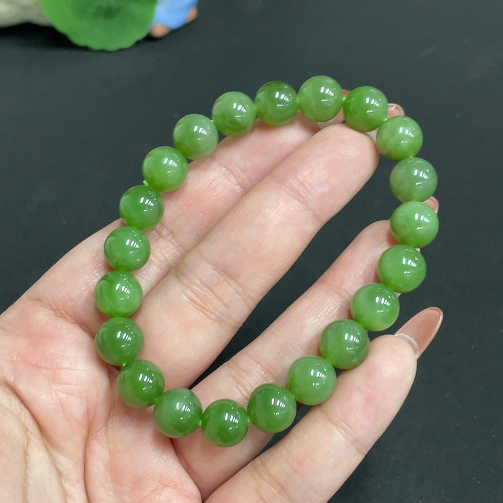H35118190 Hetian Jade Jasper Bracelet, Approx. 9.2 mm, Total Weight Approx. 28.3g