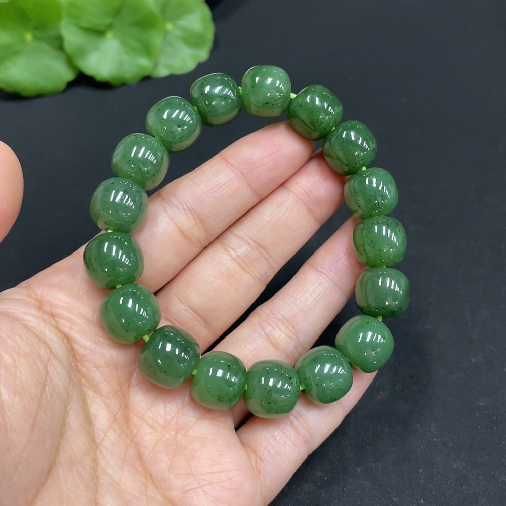 H35103434 Hetian Jade Jasper Bracelet, approx. 11.7mm, total weight about 48.3g