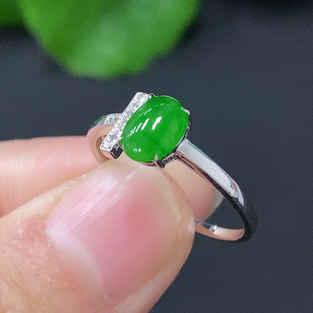 F24781321 Jadeite Inlaid Ring 18k Gold Inlaid Total Weight Approx. 1.21g Size 12