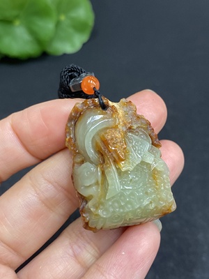 H33880136 Hetian Jade Pendant, Antique-style Piece, Total Weight (Including String) Approx. 19.1g, Undetermined Skin Color Origin