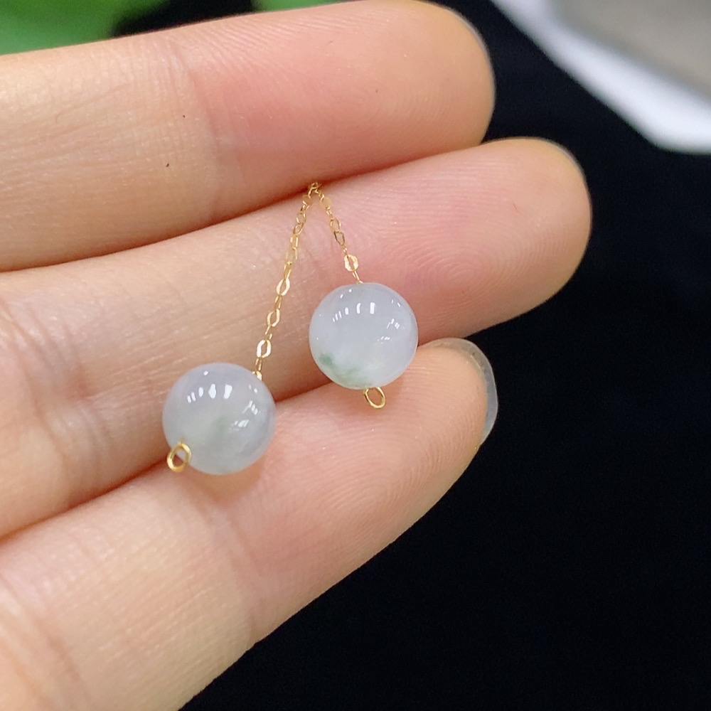 F32707281 Jadeite Earrings 18k Total Weight Approx.1.12g (Excluding Ear Tips Weight)