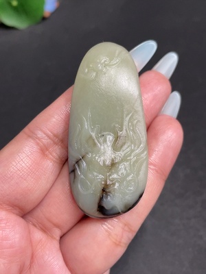 H31574017 Hetian Jade Pendant Dragon Plaque Total Weight Approx. 29.3g