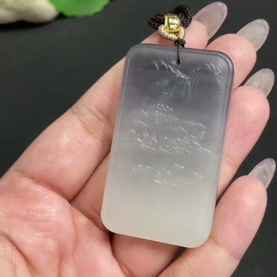 H34956432 Hetian Jade Pendant Landscape Total Weight Approx. [with Rope] 40g