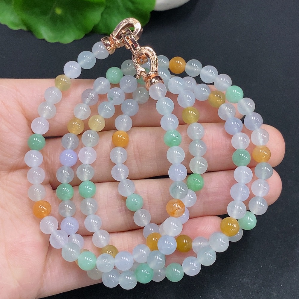 F32808266 Jadeite Bead Necklace Non-Gold Setting Total Weight Approx. 36.7g Size Around 5.2mm Color Origin Undetermined