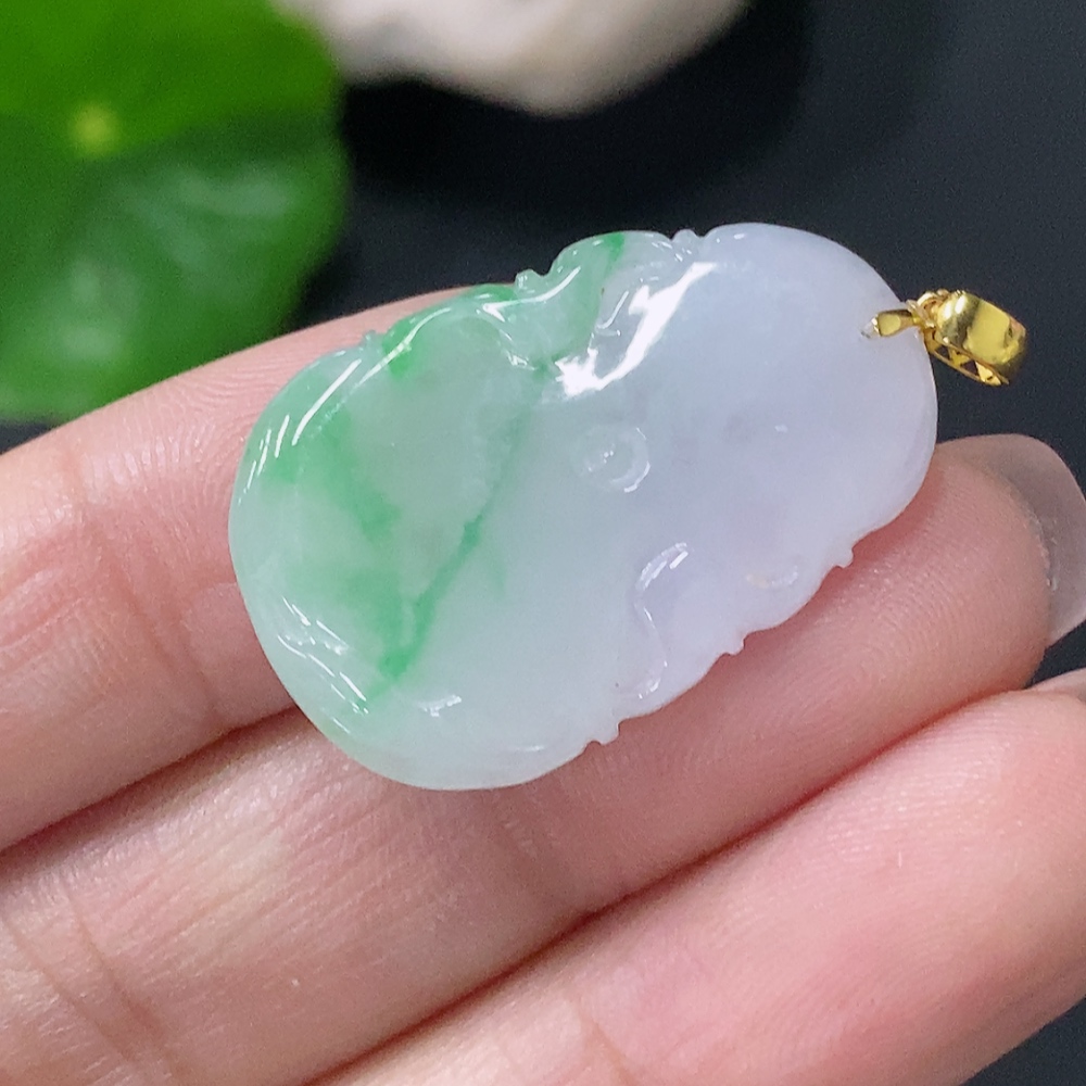 F34076329 Jadeite Pendant Lotus Leaf 18k Total Weight Approx. 4.12g