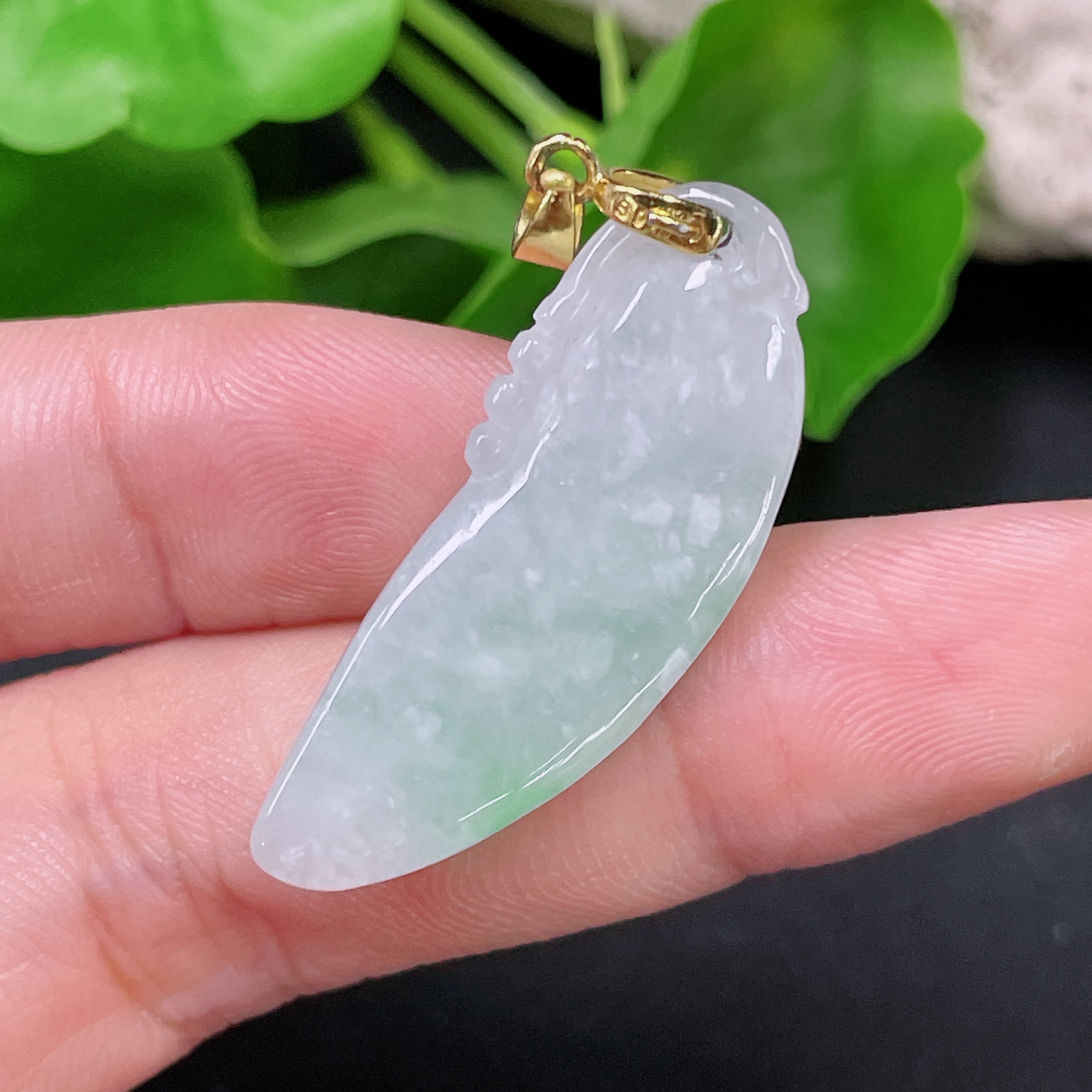 F34958235 Jadeite Fu Gua Pendant Non-Gold Inlaid Total Weight Approx. 6.5g
