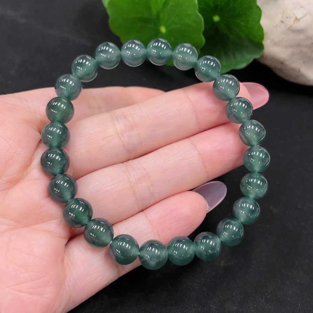 F34012355 Jadeite Beads Bracelet Approx. 8.1mm Total Weight About 21.2g