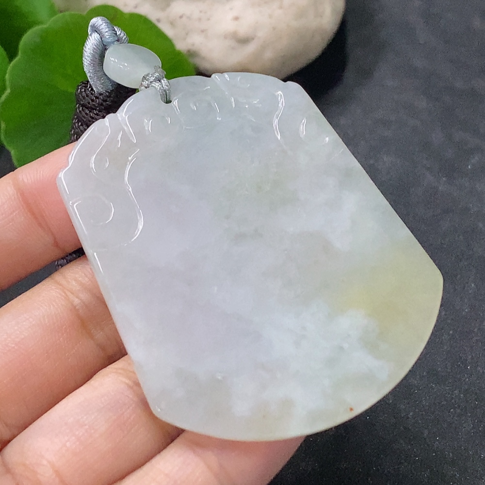 F34976323 Jadeite Pendant Antique Plaque Total Weight Approx. 21.27g Including Rope