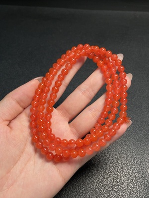 C34993204 South Red Agate Bead Necklace with Visible Organic Matter, Total Weight Approx. 39.59g, Bead Size About 5.9mm