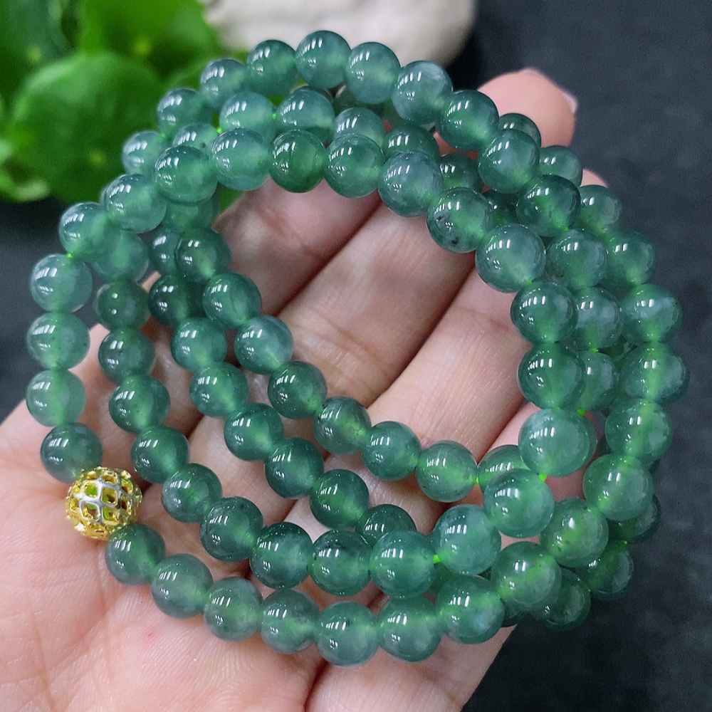 F34998146 Jadeite Bead Necklace Approx. 6.3mm Non-Gold Total Weight Approx. 41.9g