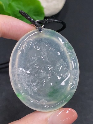 F34033963 Jadeite Landscape Pendant No Stamp Surface Tested 18k Gold Total Weight Approx. 28g (Excluding Rope) Master Collection Certificate