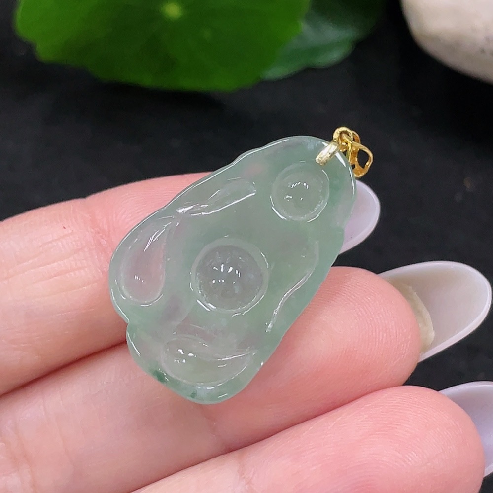 F33916524 Jadeite Maitreya Pendant with 18K Gold, Total Weight Approx. 5.2g