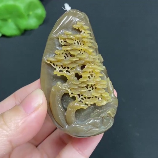 H27061327 Hetian Jade Pendant Landscape Total Weight Approx. 70.2g