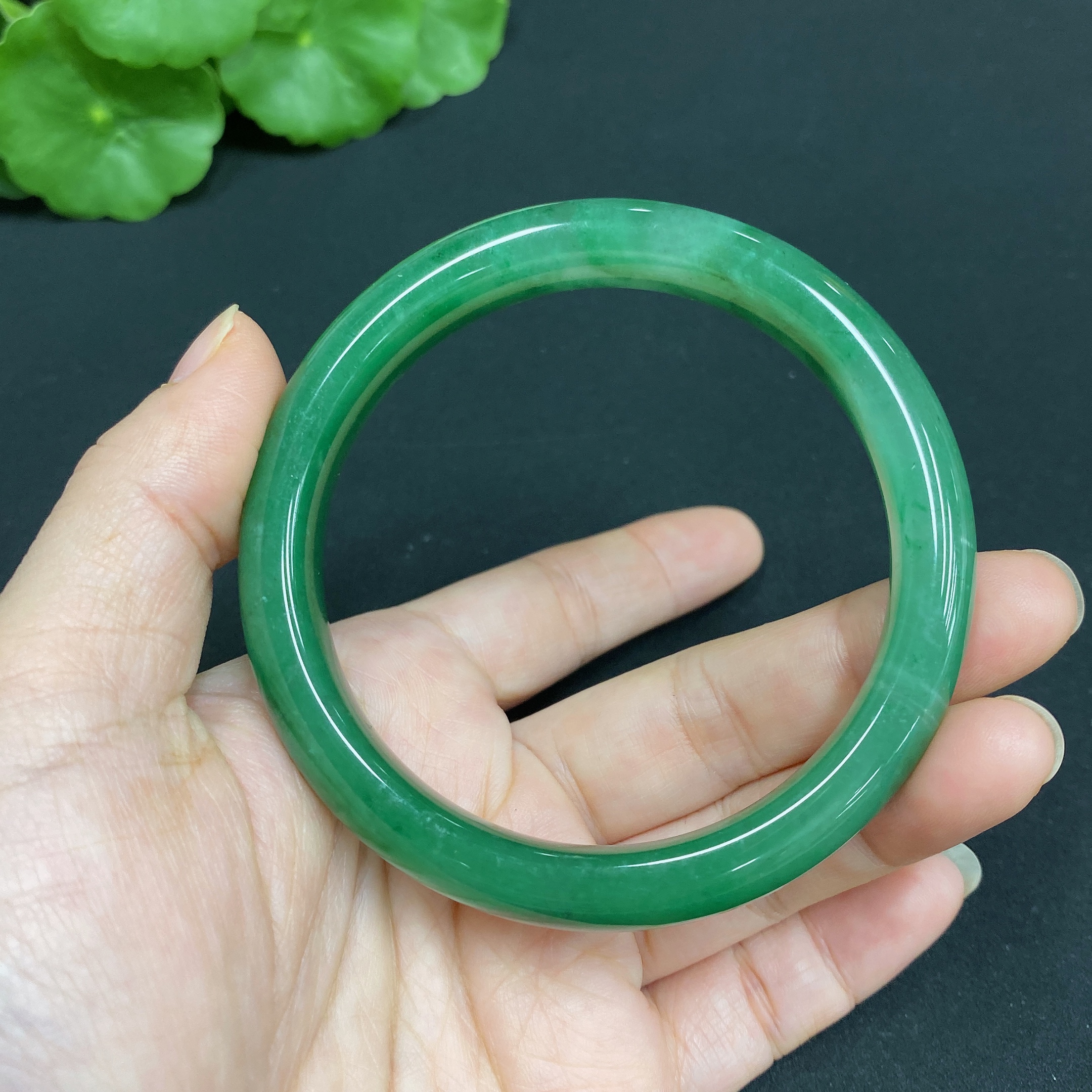 H34015252 African Emerald (Dulong Jade) Regular Circle Bracelet
