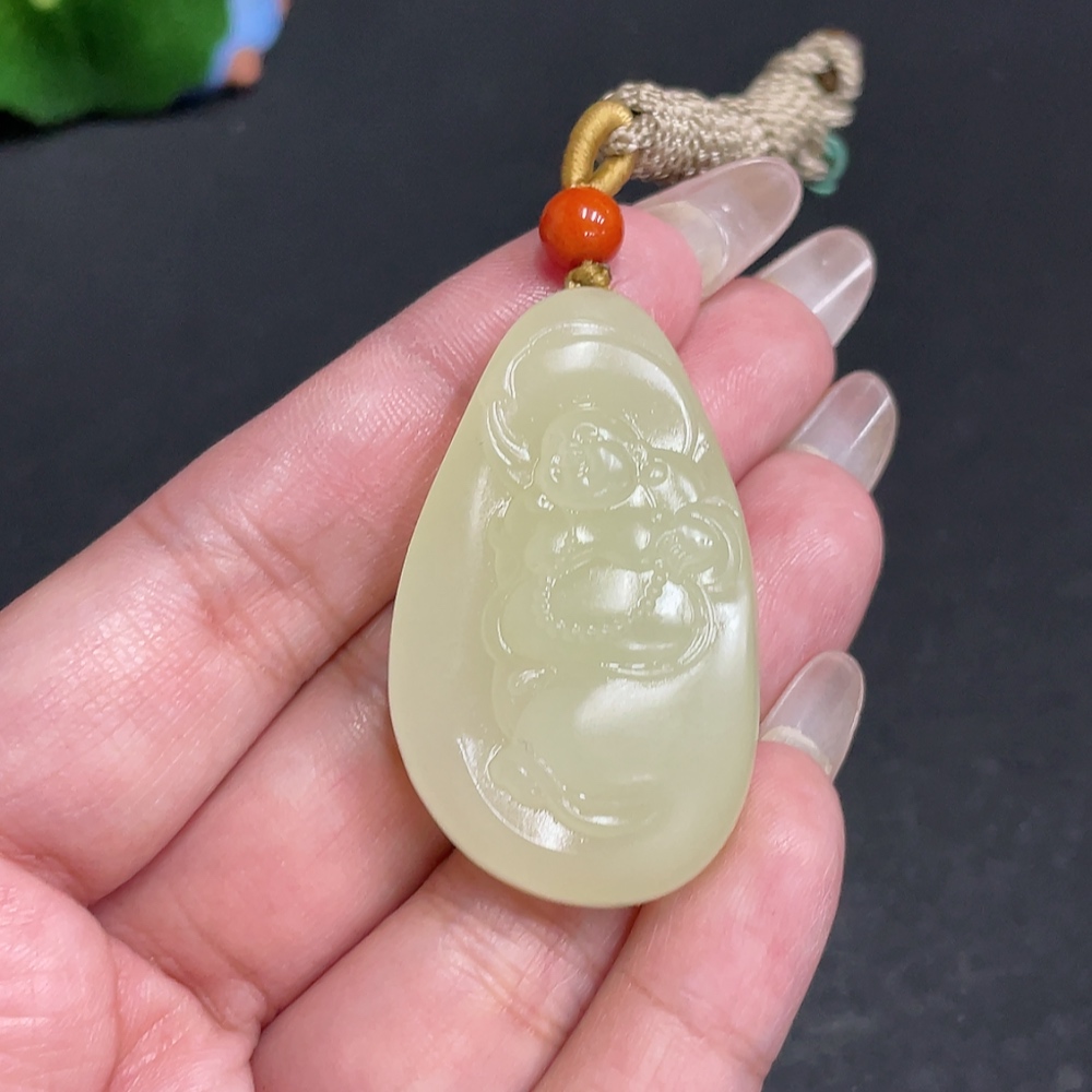H29378737 Hetian Jade Pendant - Buddha Figure, Total Weight [with rope] 23.2g