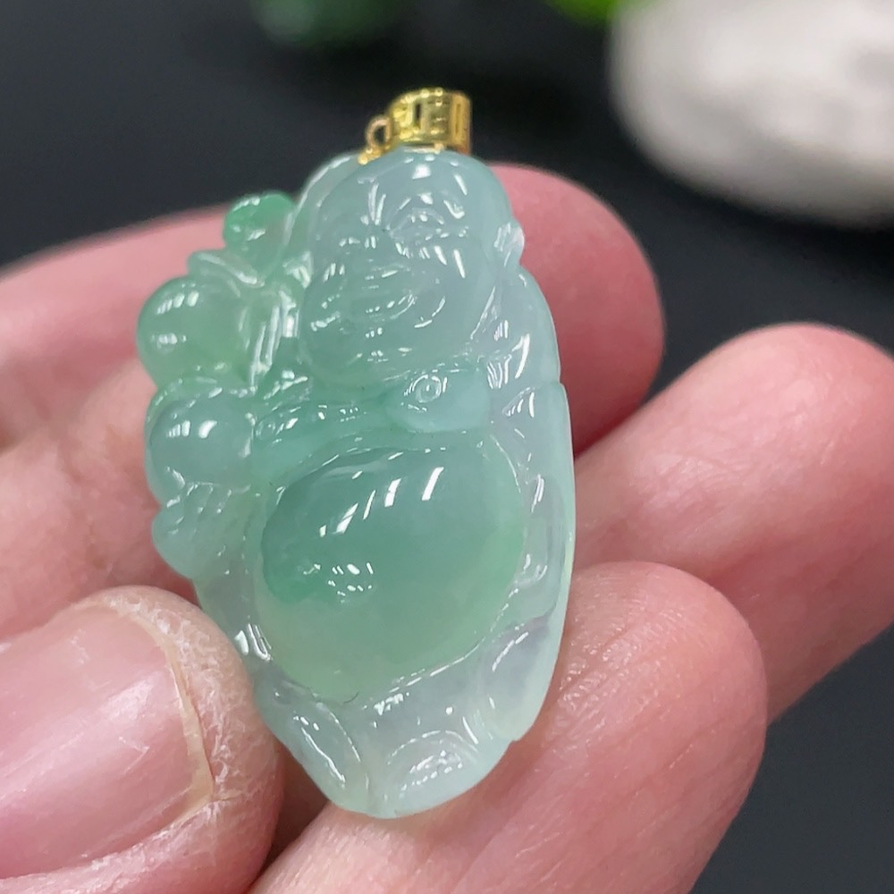 F34978857 Jadeite Pendant Buddha 18k Total Weight Approx. 4.7g