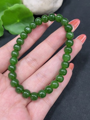 H34062945 Hetian Jade Jasper Bracelet, approximately 6.7mm, total weight about 15g