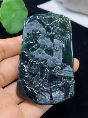 F34025716 Jadeite Pendant Landscape with Cord Total Weight Approx. 49.93g