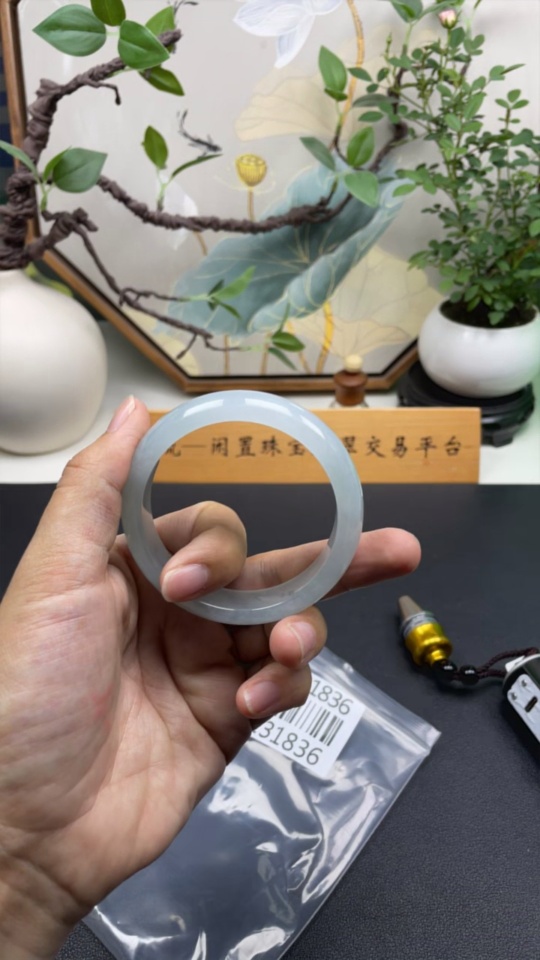 F28231836 Jadeite Round Bangle Size 54.6 Total Weight Approx. 54.3g