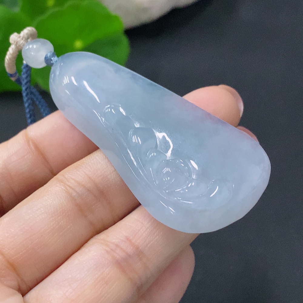 F28199790 Jadeite Lotus Pendant Total Weight Approx. 24.8g (including string weight)
