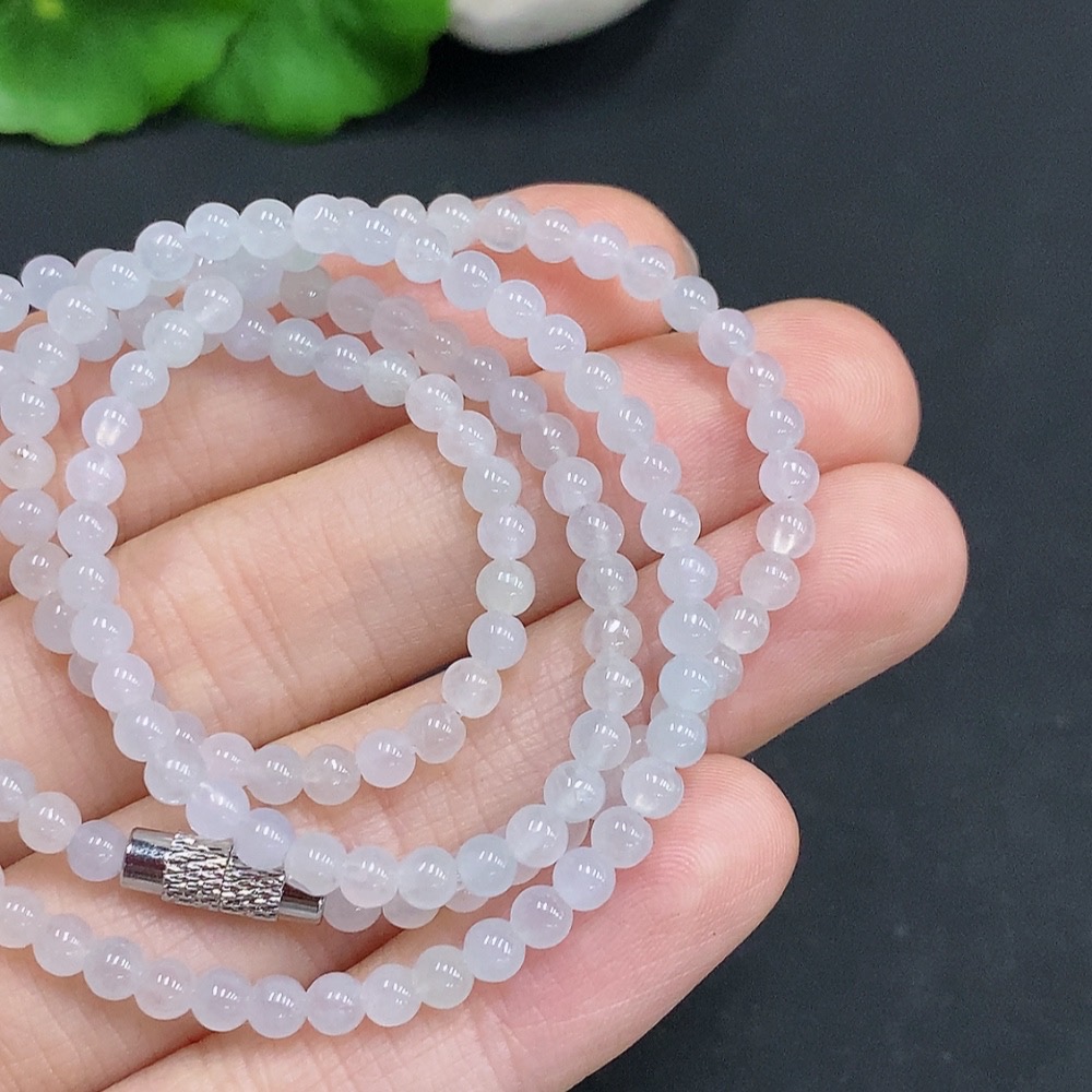 F32793604 JadeiteBeaded Necklace Approx. 3.6mm Non-Gold Total Weight Approx. 12.82g