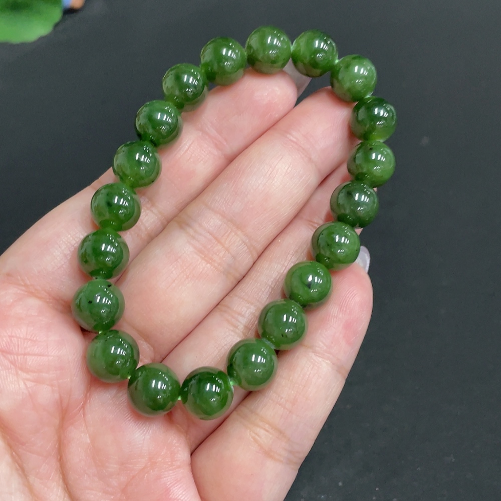 H33847693 Hetian Jade Bead Bracelet, Approx. 9.3mm, Total Weight About 27.8g
