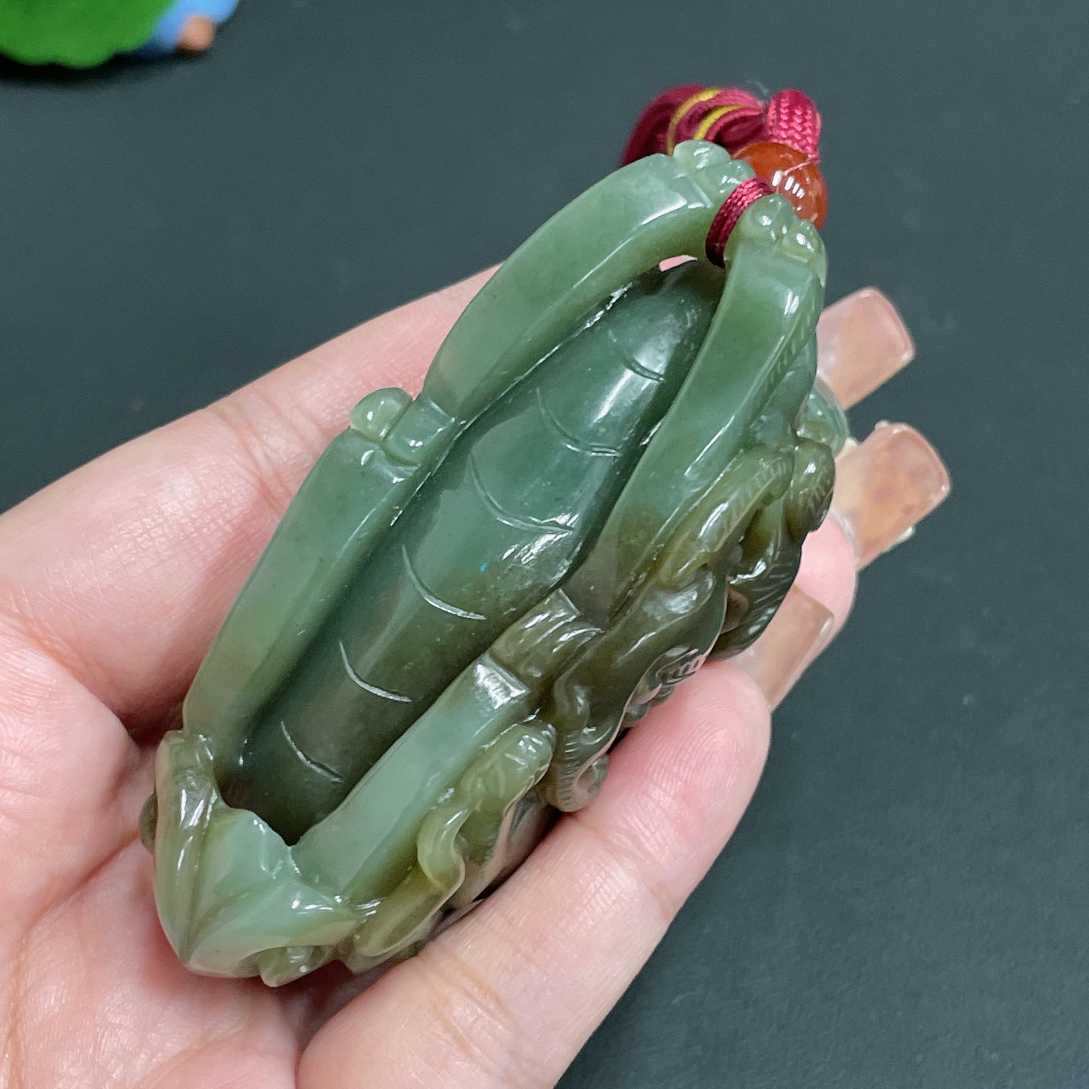 H21432075 Hetian Jade Pendant Pi Xiu with Non-Hetian Jade Accent Stone Total Weight Approx. (Including Rope) 158.2g