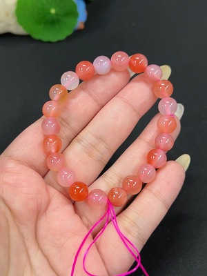 H42979594 盐源玛瑙手串 卡8.1mm左右 仅红色 货品总重约19.1g
